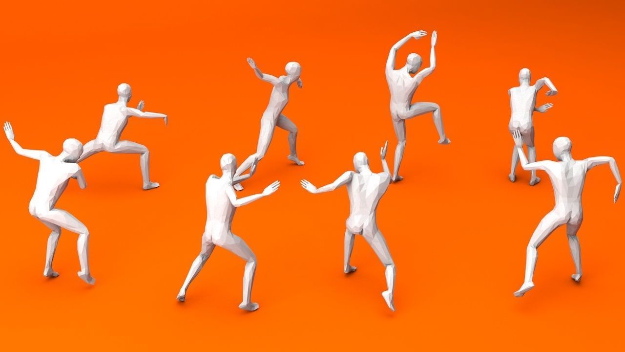 Kung Fu Martial Artists Pack 2 Low-poly 3D model_3