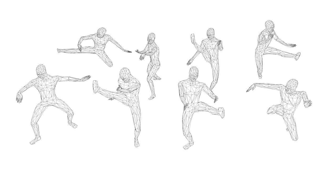 Kung Fu Martial Artists Pack 3 Low-poly 3D model_12