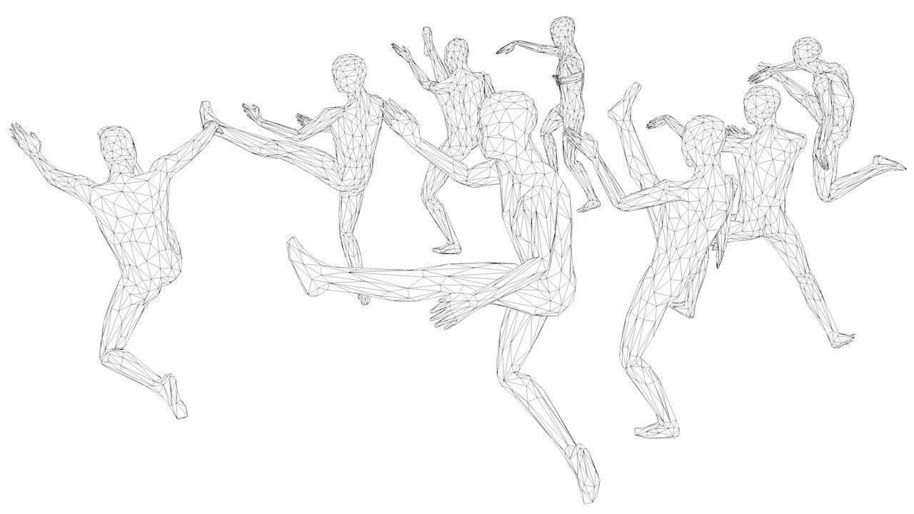 Kung Fu Martial Artists Pack 3 Low-poly 3D model_10