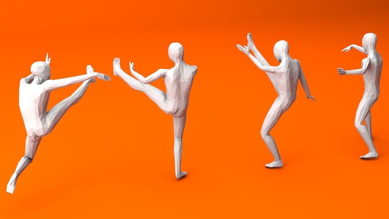 Kung Fu Martial Artists Pack 3 Low-poly 3D model_4