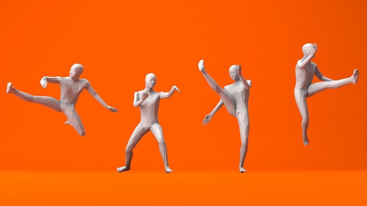 Kung Fu Martial Artists Pack 3 Low-poly 3D model_2