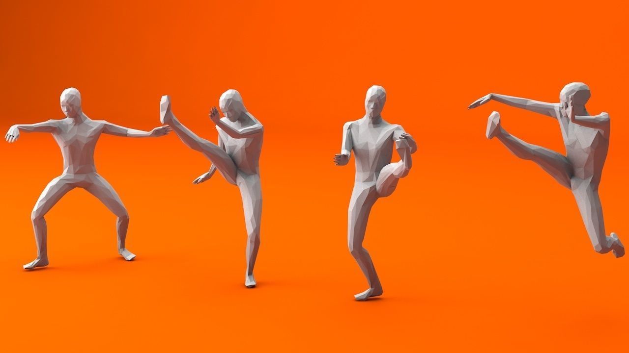Kung Fu Martial Artists Pack 3 Low-poly 3D model_5