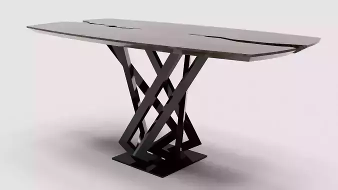 Designer table in the interior 3D model
