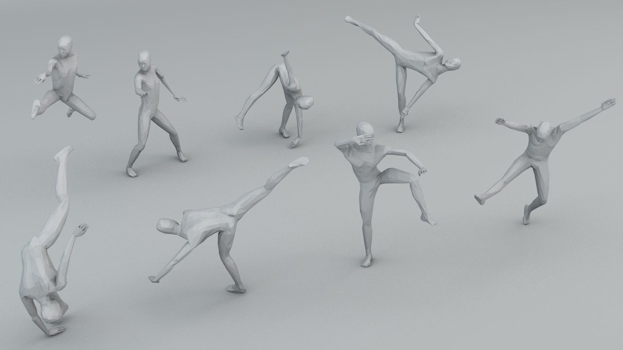 Kung Fu Martial Artists Pack 4 Low-poly 3D model_7