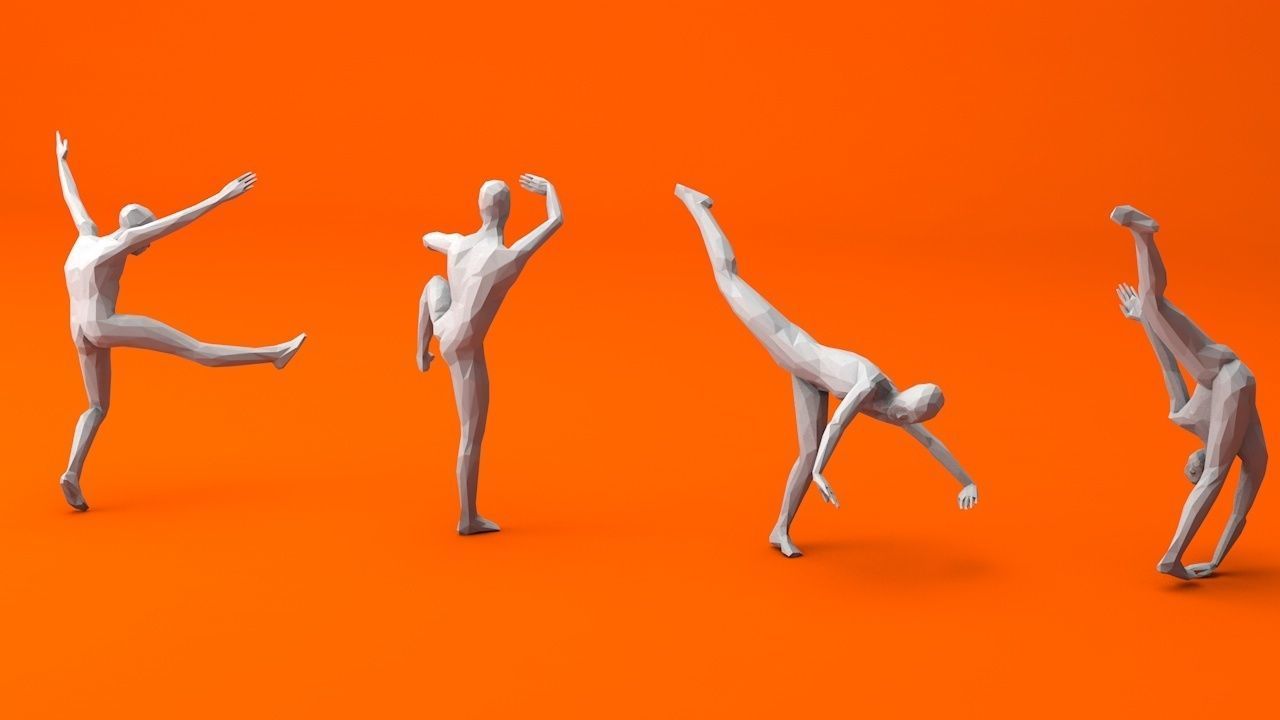 Kung Fu Martial Artists Pack 4 Low-poly 3D model_5