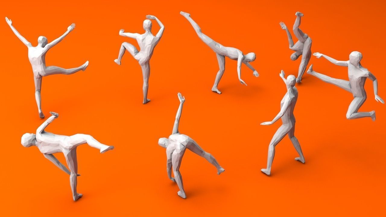 Kung Fu Martial Artists Pack 4 Low-poly 3D model_2