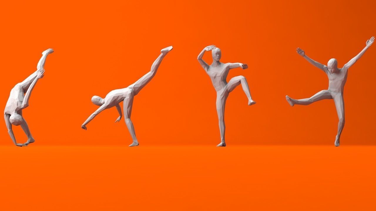 Kung Fu Martial Artists Pack 4 Low-poly 3D model_6