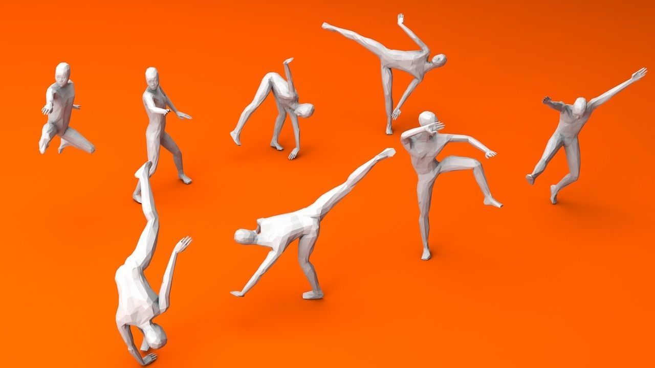 Kung Fu Martial Artists Pack 4 Low-poly 3D model_1