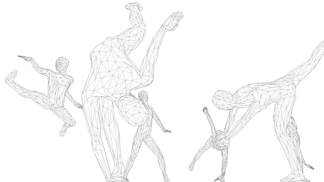 Kung Fu Martial Artists Pack 4 Low-poly 3D model_16