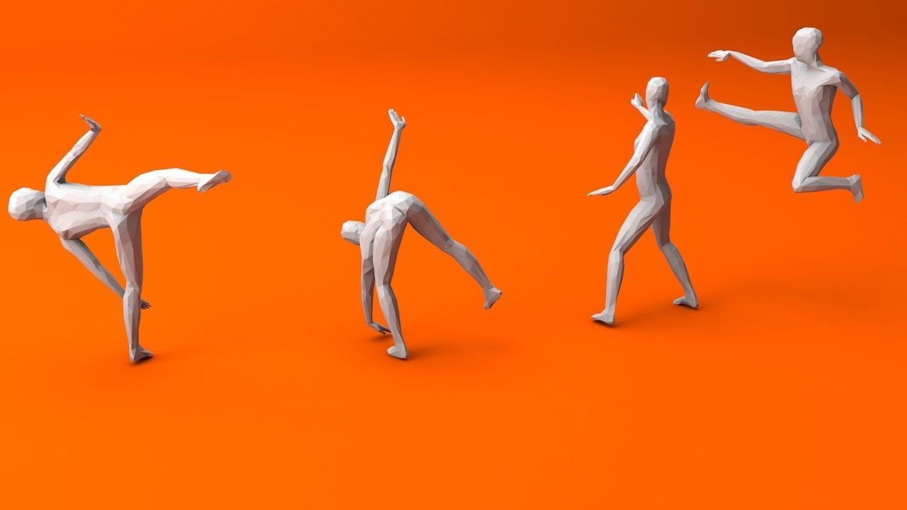 Kung Fu Martial Artists Pack 4 Low-poly 3D model_4