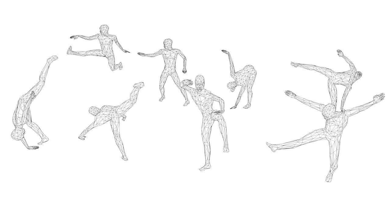 Kung Fu Martial Artists Pack 4 Low-poly 3D model_11