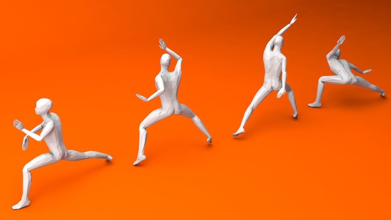 Kung Fu Martial Artists Lowpoly Megapack 3D Model Collection_6