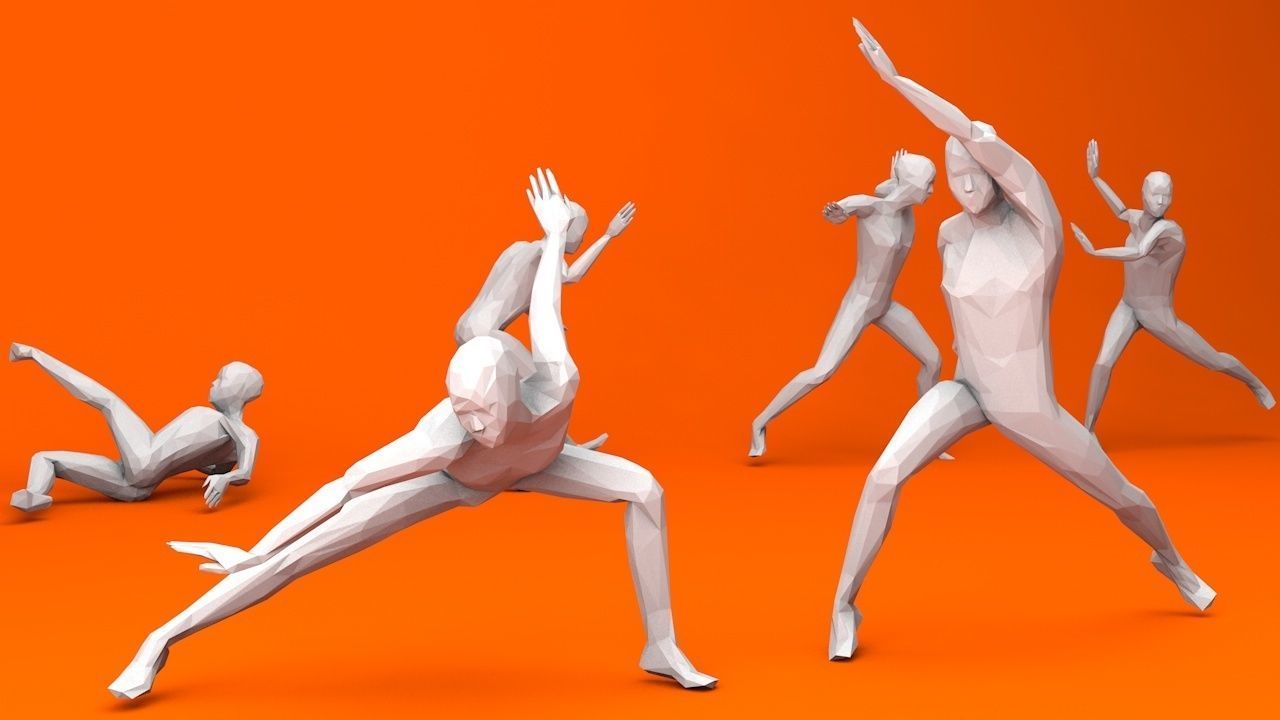 Kung Fu Martial Artists Lowpoly Megapack 3D Model Collection_8