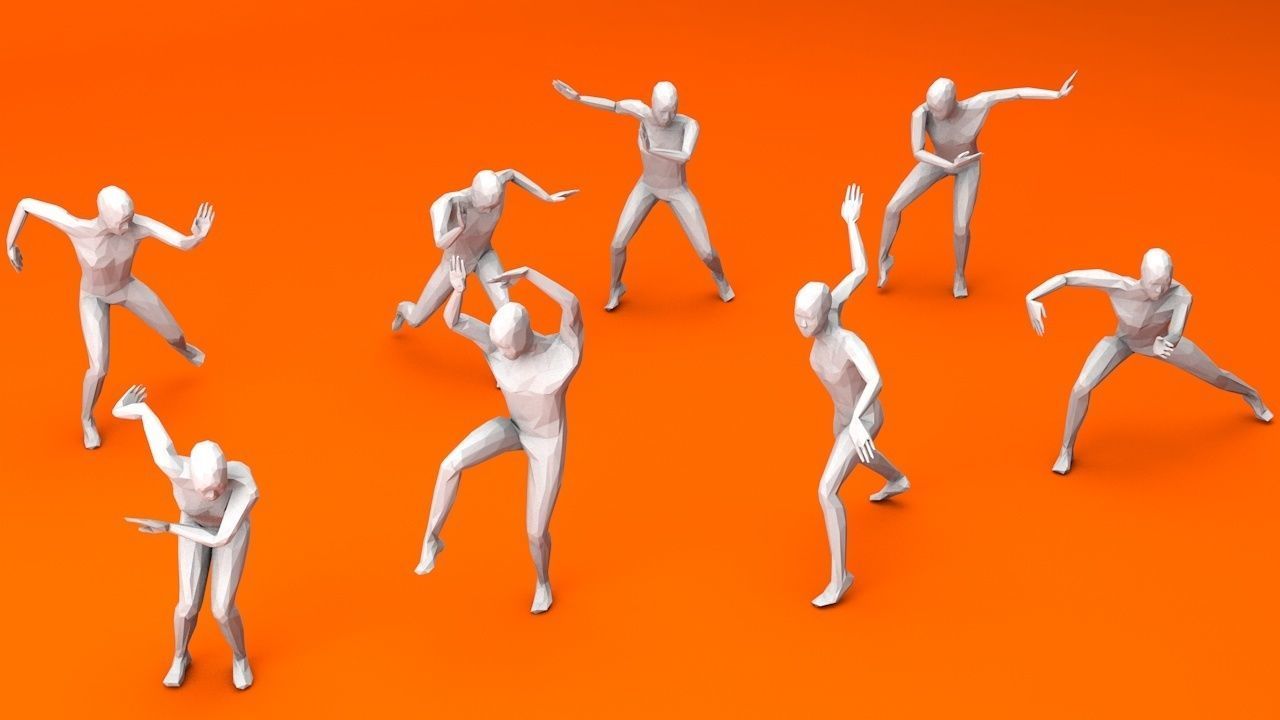 Kung Fu Martial Artists Lowpoly Megapack 3D Model Collection_24