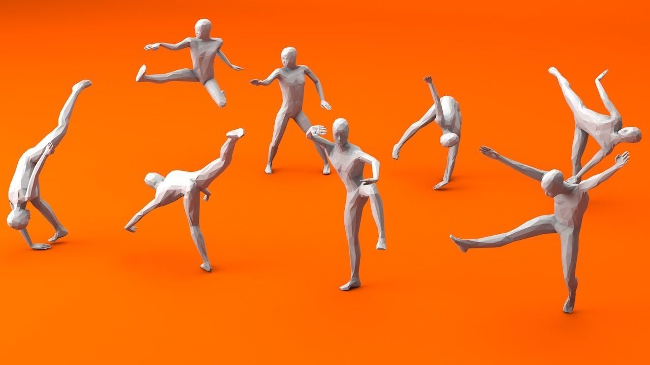 Kung Fu Martial Artists Lowpoly Megapack 3D Model Collection_52