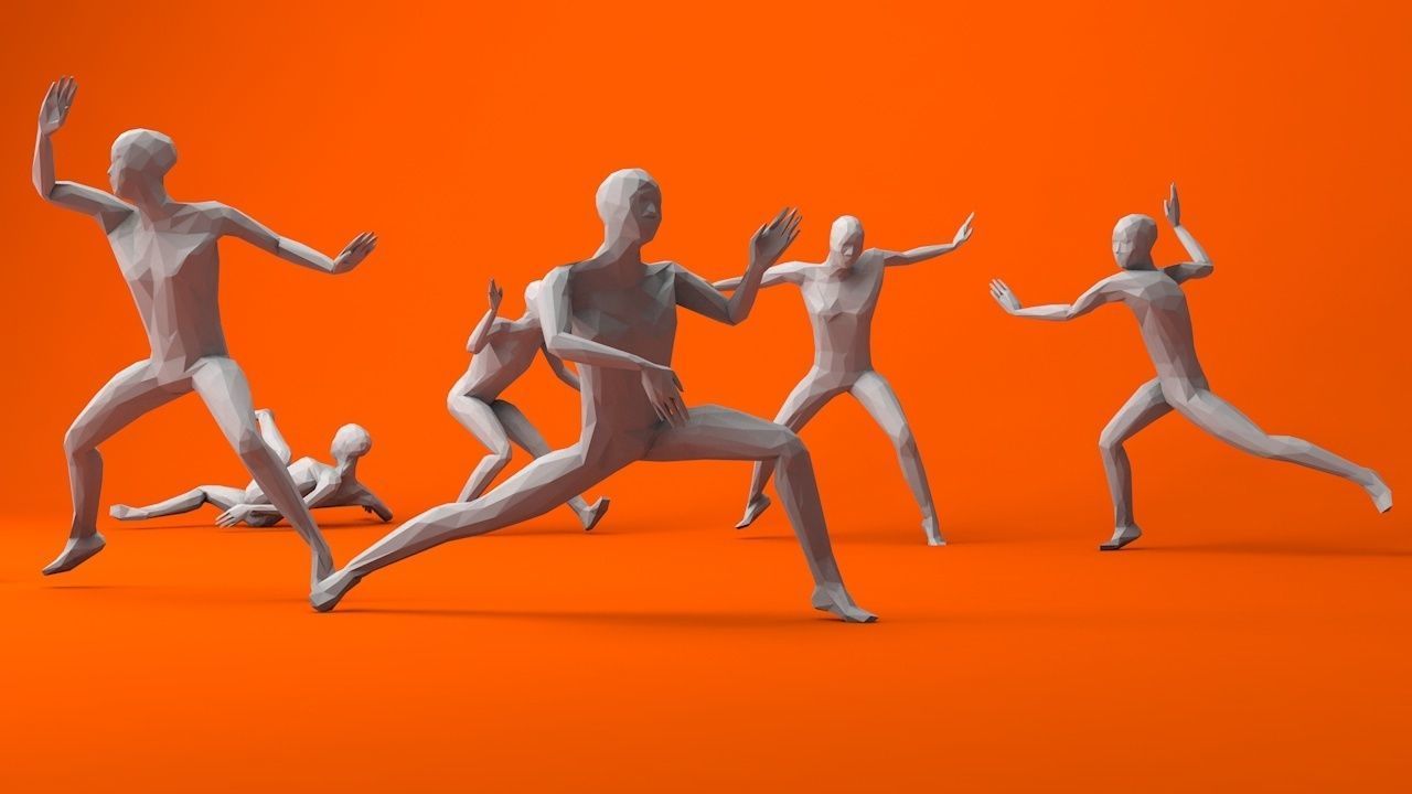 Kung Fu Martial Artists Lowpoly Megapack 3D Model Collection_11