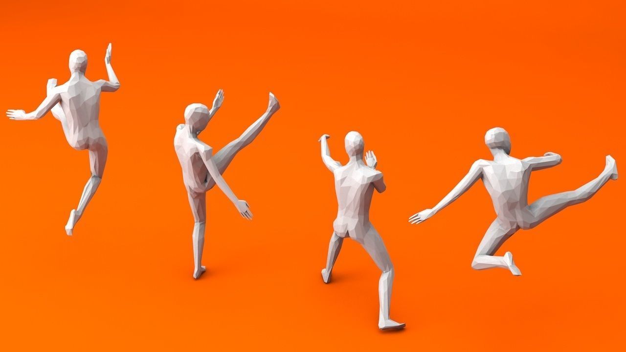 Kung Fu Martial Artists Lowpoly Megapack 3D Model Collection_41