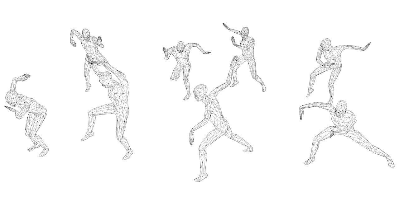 Kung Fu Martial Artists Lowpoly Megapack 3D Model Collection_33