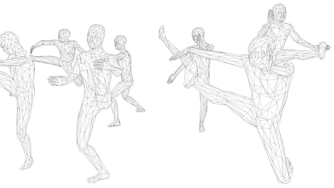 Kung Fu Martial Artists Lowpoly Megapack 3D Model Collection_48