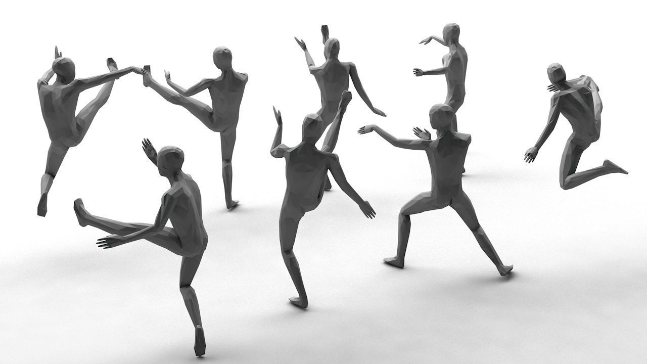 Kung Fu Martial Artists Lowpoly Megapack 3D Model Collection_45