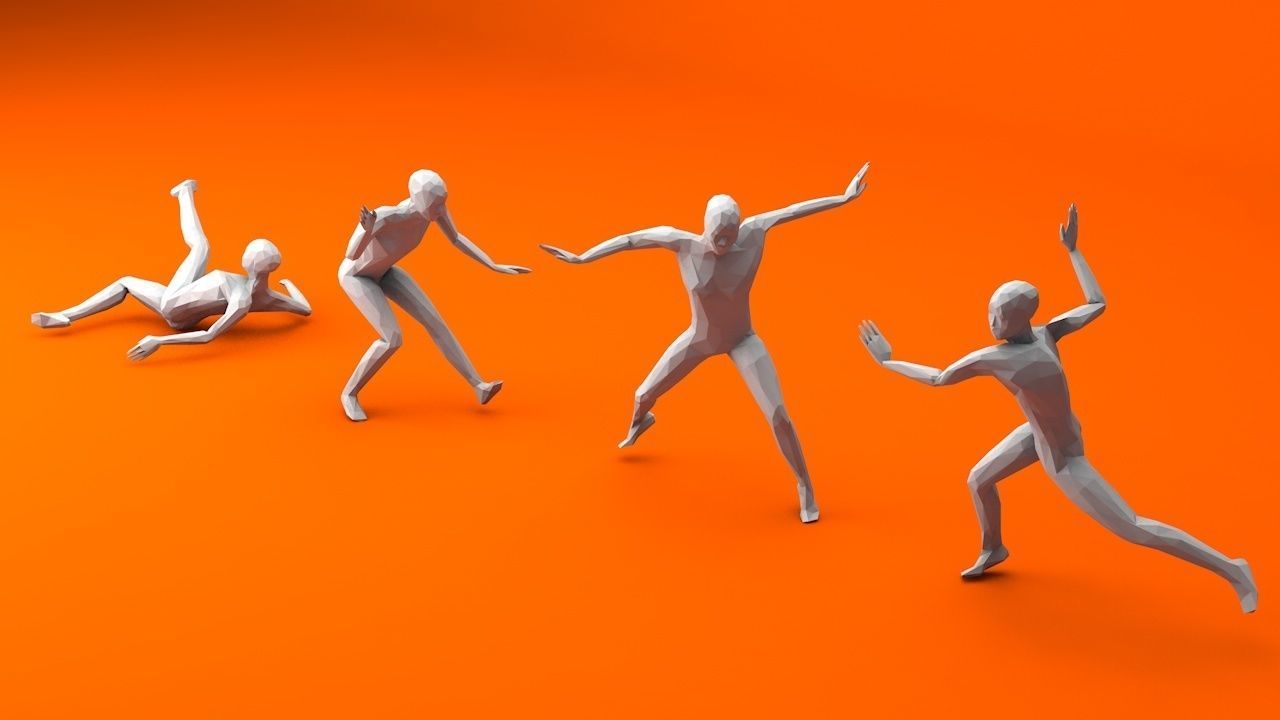 Kung Fu Martial Artists Lowpoly Megapack 3D Model Collection_7