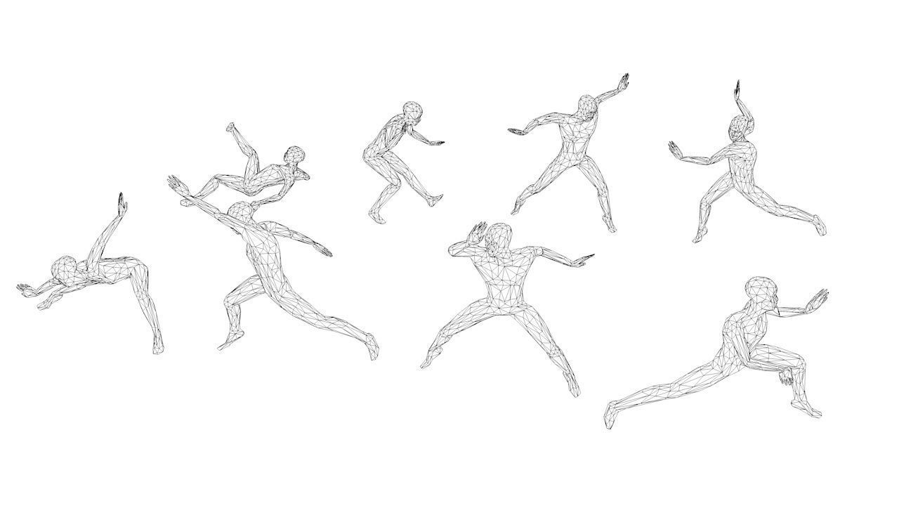 Kung Fu Martial Artists Lowpoly Megapack 3D Model Collection_17