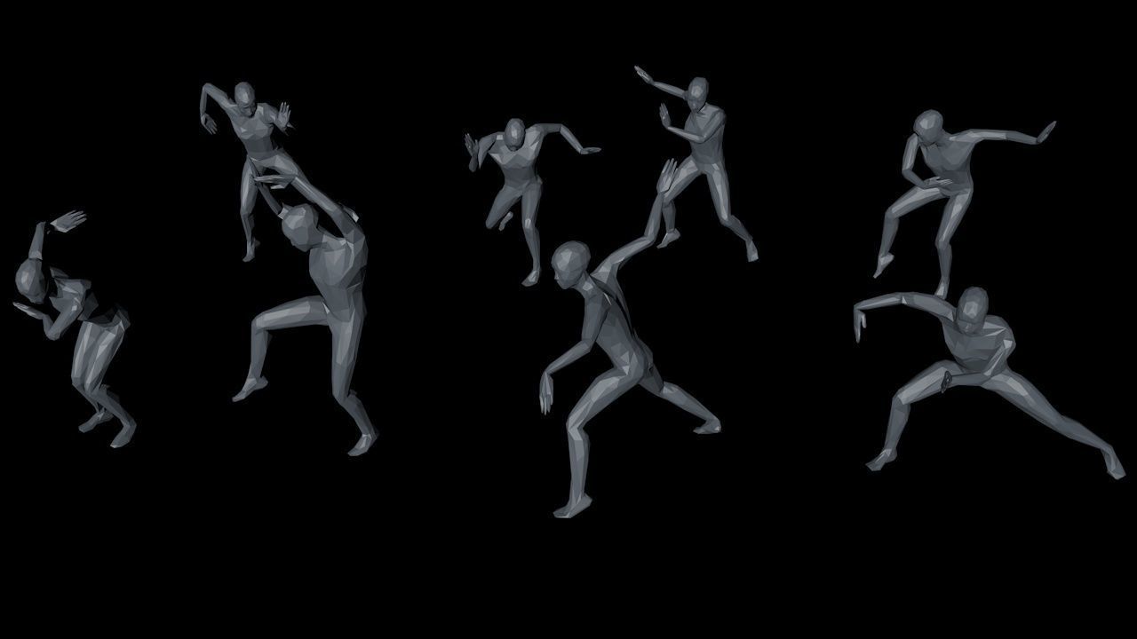 Kung Fu Martial Artists Lowpoly Megapack 3D Model Collection_37