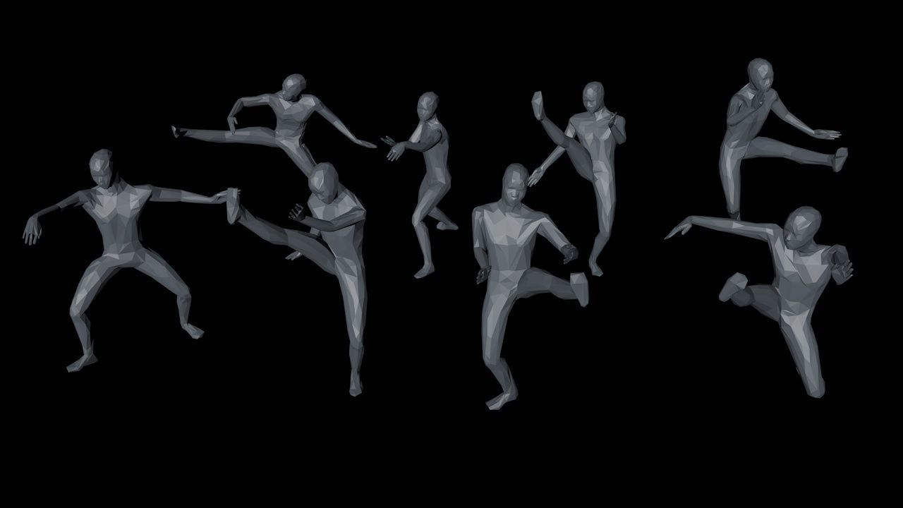 Kung Fu Martial Artists Lowpoly Megapack 3D Model Collection_50