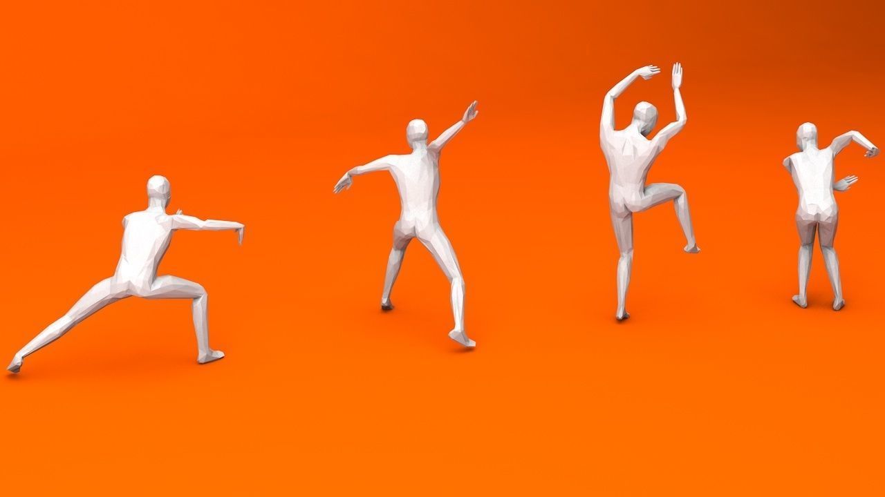 Kung Fu Martial Artists Lowpoly Megapack 3D Model Collection_25