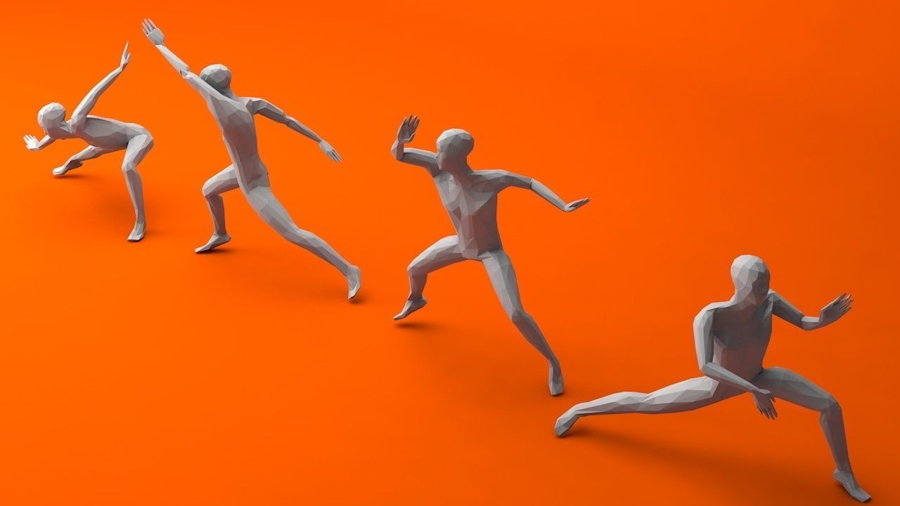 Kung Fu Martial Artists Lowpoly Megapack 3D Model Collection_12