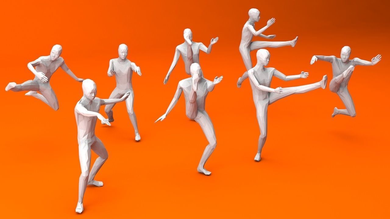 Kung Fu Martial Artists Lowpoly Megapack 3D Model Collection_40