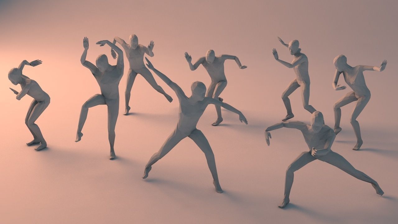 Kung Fu Martial Artists Lowpoly Megapack 3D Model Collection_31