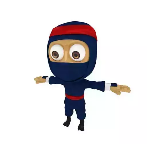 Cartoon ninja Low-poly 3D model