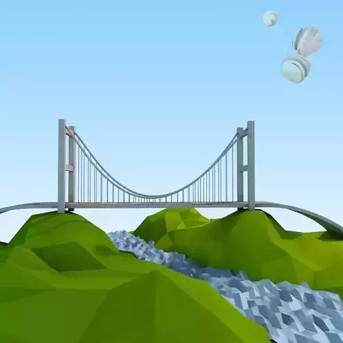 Istanbul Lowpoly island with bridge and trees