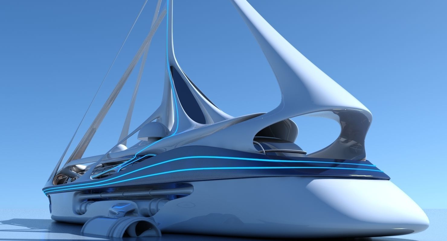 Futuristic Yacht 01 3D model_1