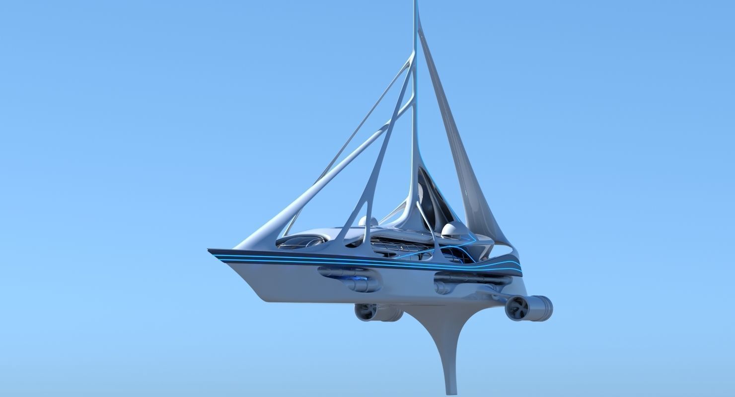 Futuristic Yacht 01 3D model_2
