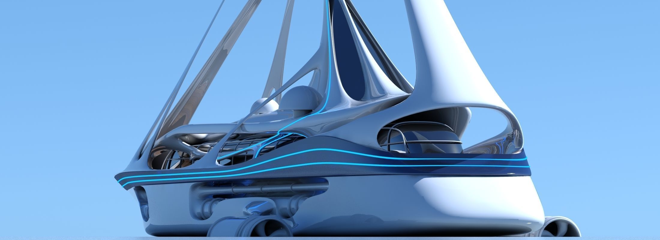 Futuristic Yacht 01 3D model_7