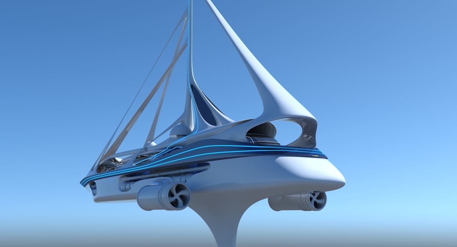 Futuristic Yacht 01 3D model_4