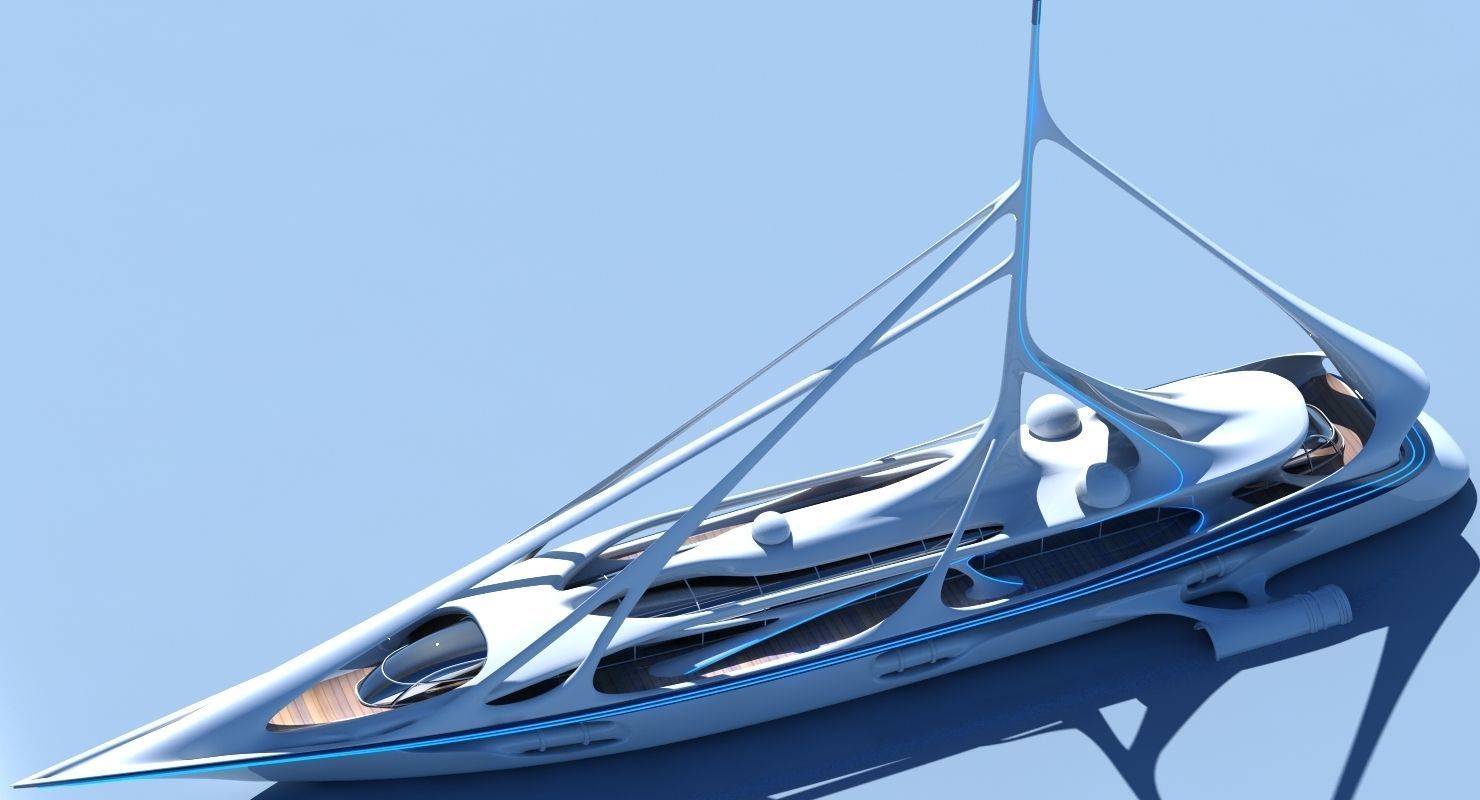 Futuristic Yacht 01 3D model_0