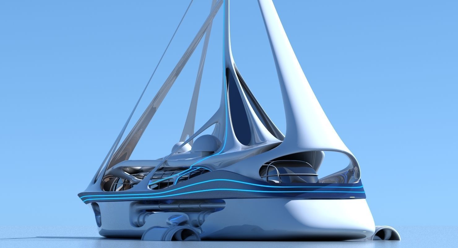 Futuristic Yacht 01 3D model_6