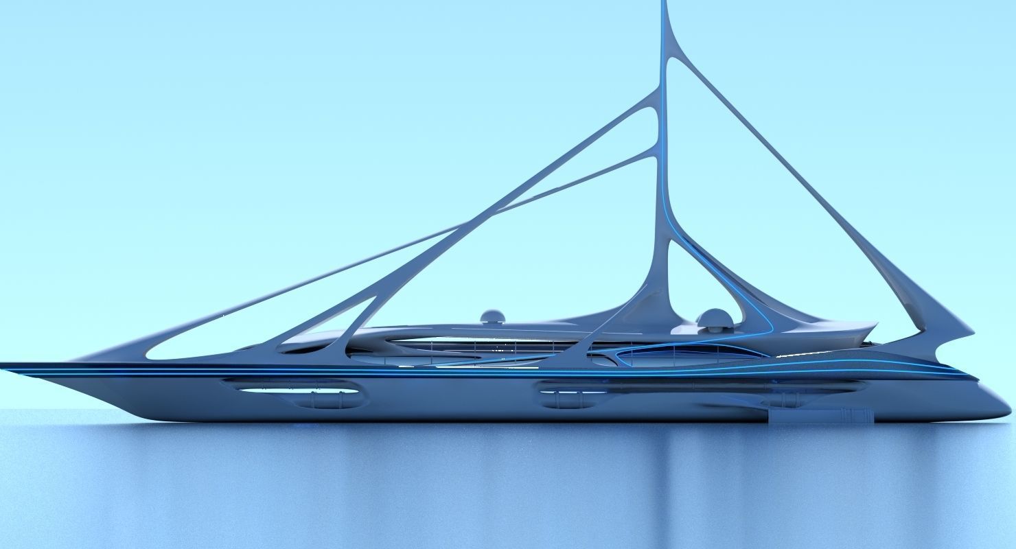 Futuristic Yacht 01 3D model_11