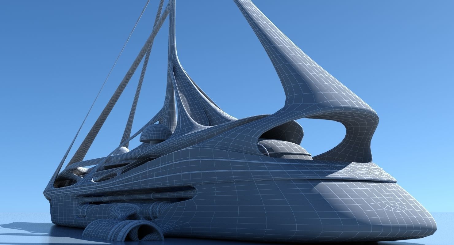 Futuristic Yacht 01 3D model_16