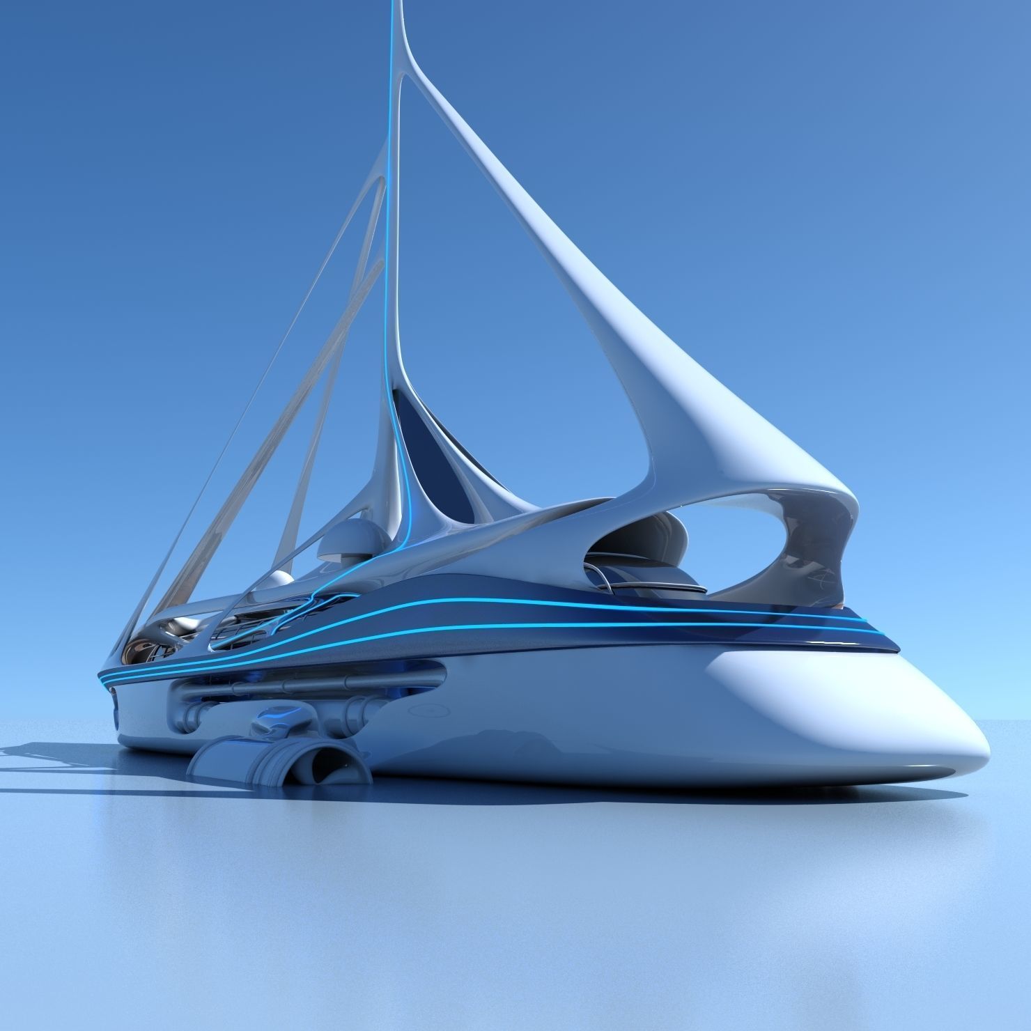 Futuristic Yacht 01 3D model_5