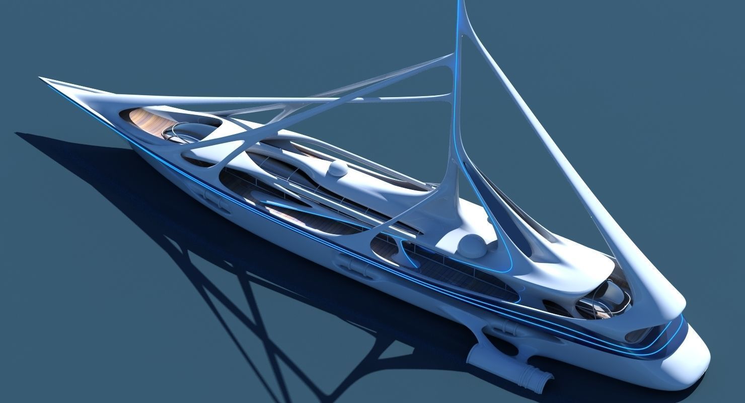 Futuristic Yacht 01 3D model_12