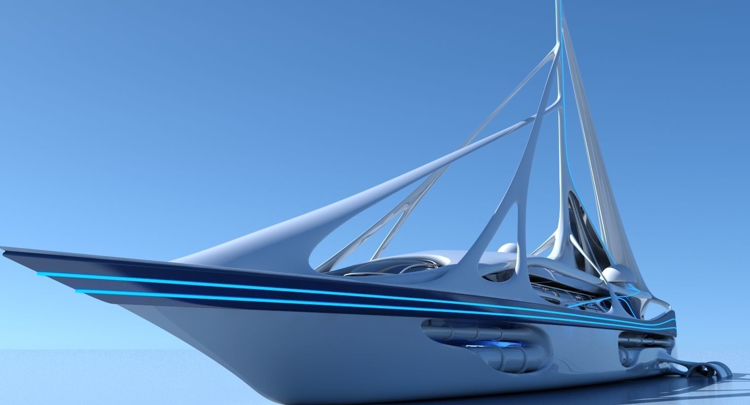 Futuristic Yacht 01 3D model_8