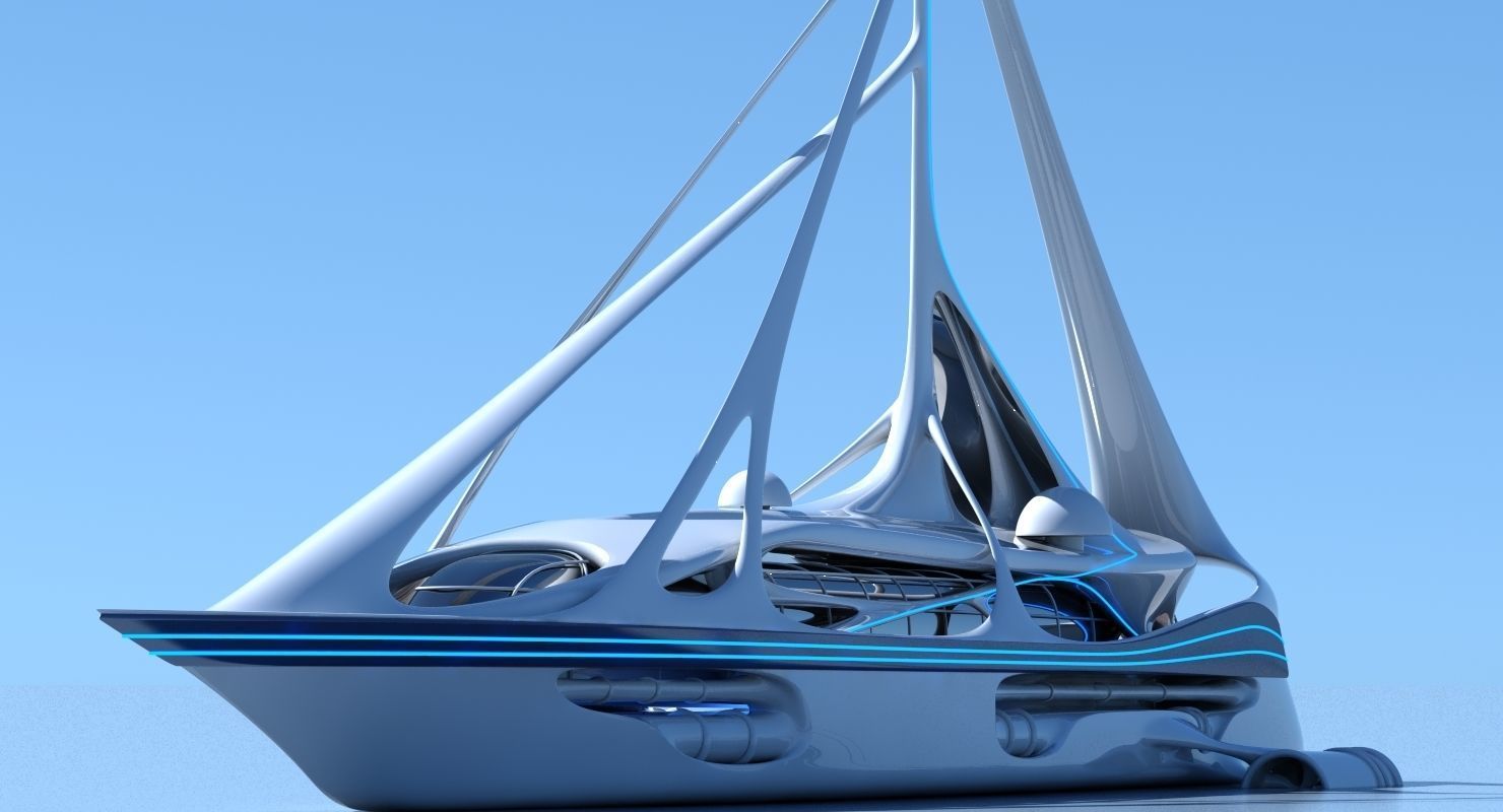 Futuristic Yacht 01 3D model_10
