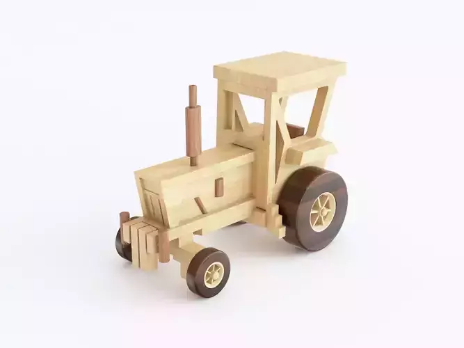 Wooden toy tractor 05
