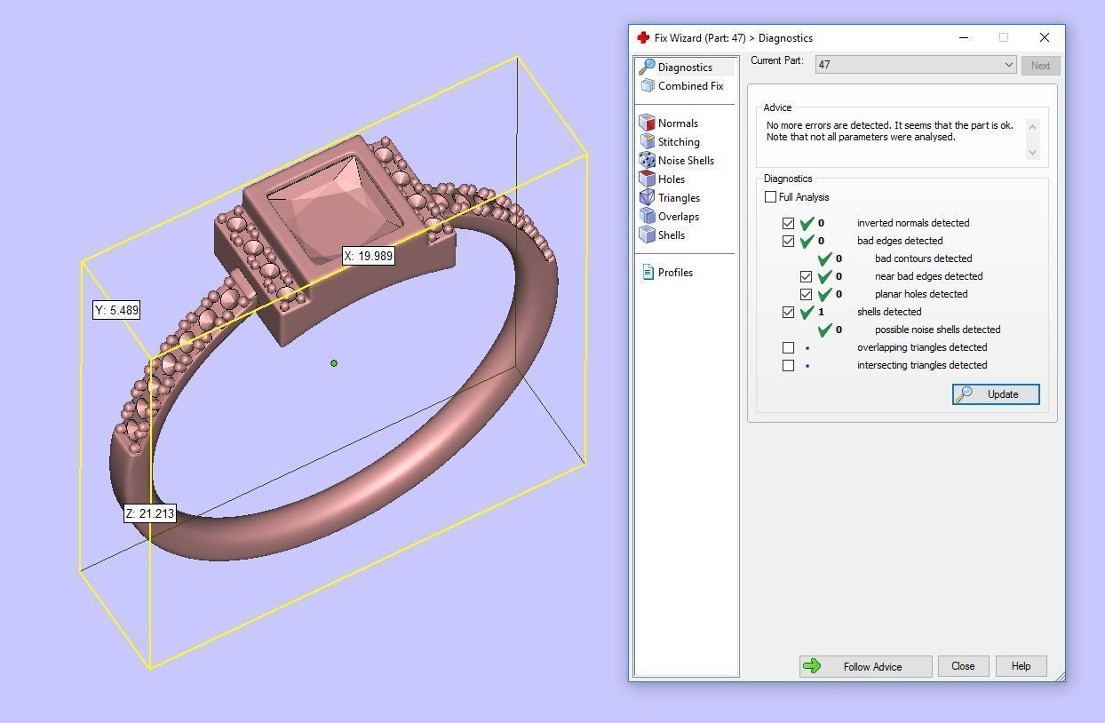Square Black Diamond Ring  3D print model_4