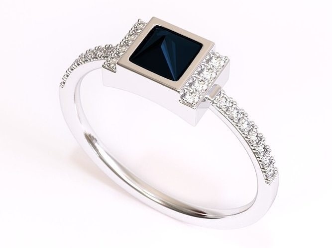 Square Black Diamond Ring  3D print model