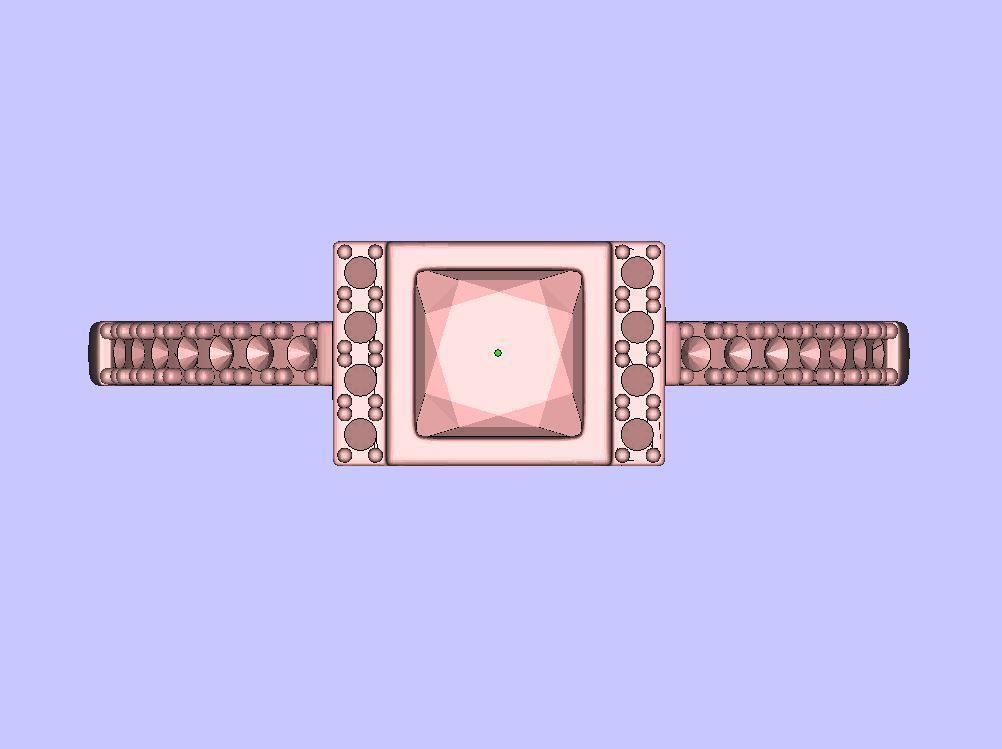 Square Black Diamond Ring  3D print model_7